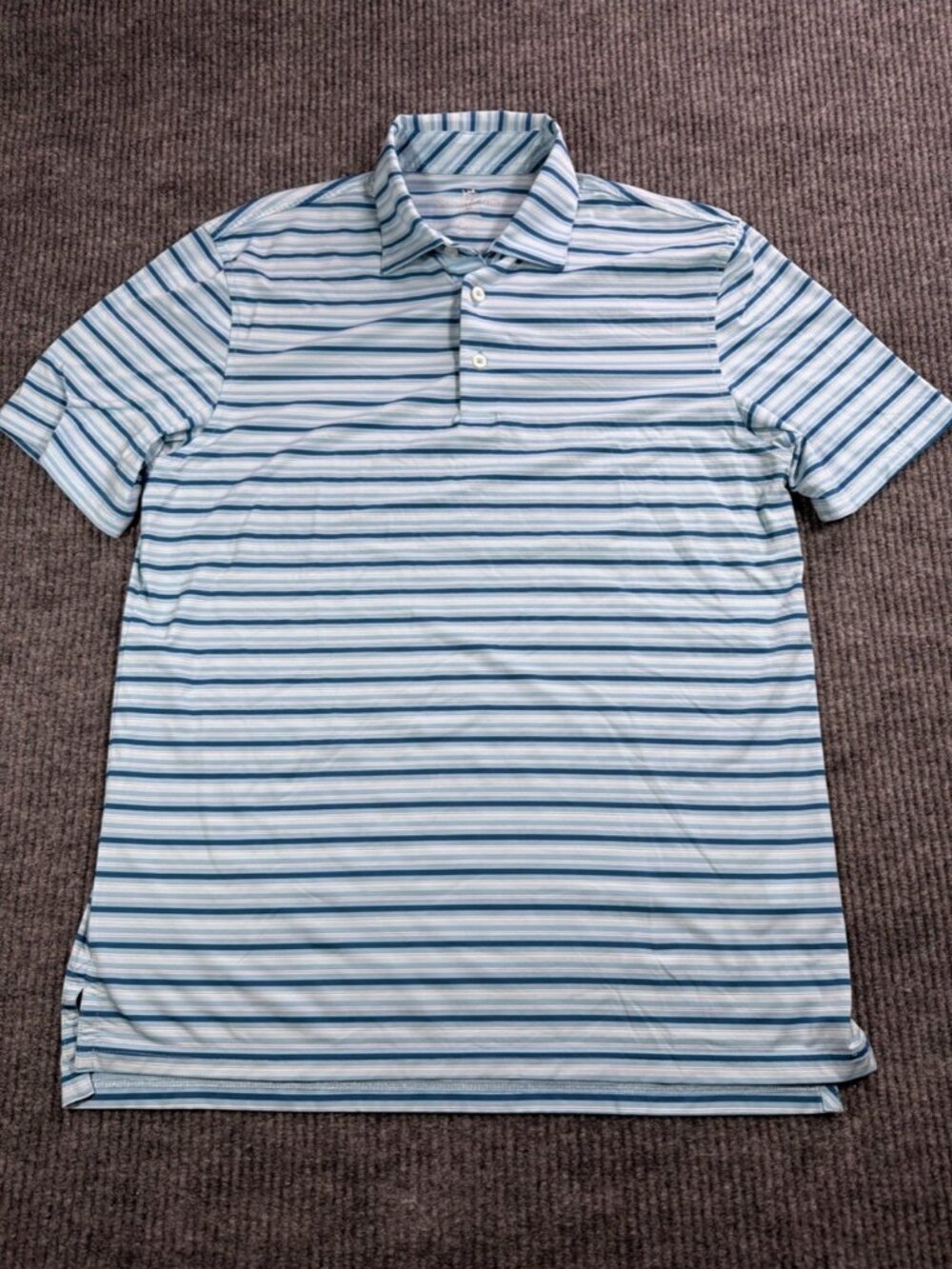 Southern Tide Men's Brrr Performance Polo Shirt Blue Striped Medium